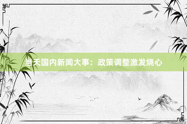 当天国内新闻大事：政策调整激发烧心